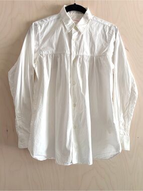 Comme des Garcons Shirt White Button-Down Shirt with Gathers - Made in France